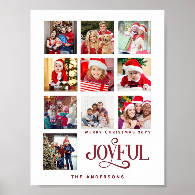 Custom 9 Photo Collage Merry Christmas  Poster (Front)