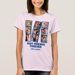 Custom 9 Photo collage & Name Best Friend Forever T-Shirt