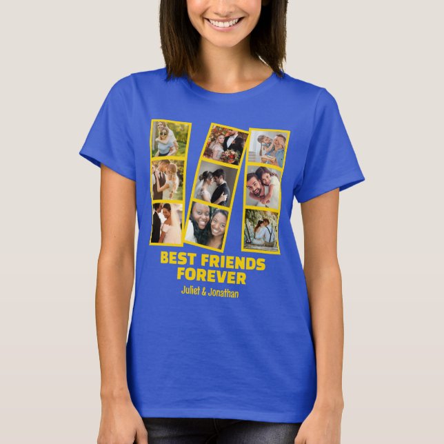 Custom 9 Photo collage & Name Best Friend Forever T-Shirt (Front)