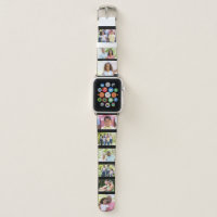 Custom 9 Photo Collage Picture Strip Black Apple Watch Band