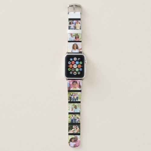 Custom 9 Photo Collage Picture Strip Black Apple Watch Band