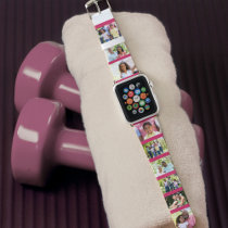 Custom 9 Photo Collage Picture Strip Pink Apple Watch Band