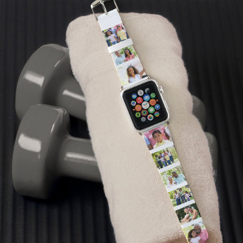 Custom 9 Photo Collage Picture Strip White Apple Watch Band by darlingandmay at Zazzle