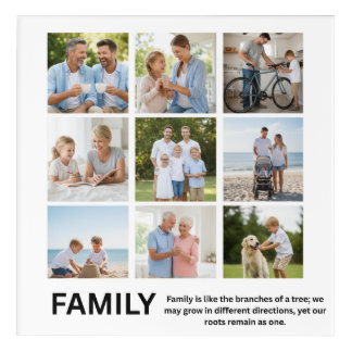Custom 9 Photo Grid Collage FAMILY Acrylic Print