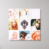 custom 9-Photo On Canvas, White Frame Template
