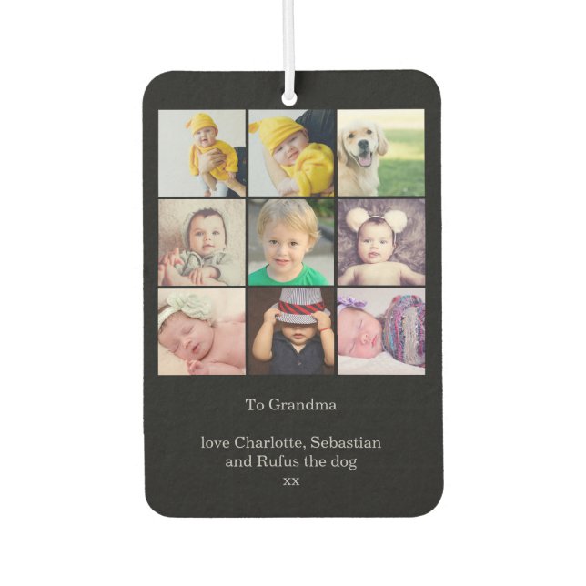 Custom 9 Photo One Of A Kind Personalized Air Freshener (Front)