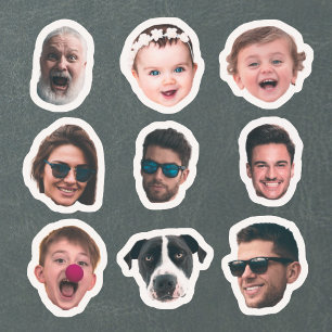 Custom 9 Photos Faces Waterproof Vinyl Stickers