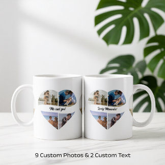 Custom 9 Photos in Heart - Anniversary Gift - Mug