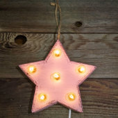 Custom 9" Pink Star Marquee Sign W/ Orange Bulbs (Hung)