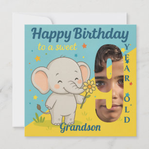 Custom 9th Birthday Elephant Sweet Your Photo Card