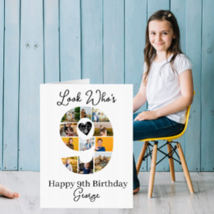 custom 9th Birthday Photo Collage Keepsake Card