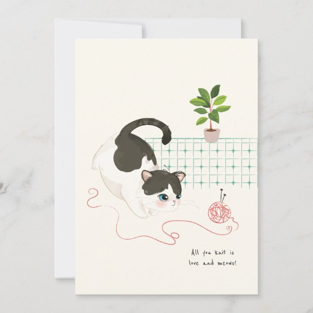 [Custom] A Cat's Day - All you Knit is Love Thank You Card (Front)