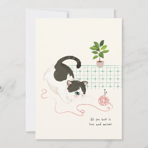 Custom A Cats Day _ All you Knit is Love Thank You Card