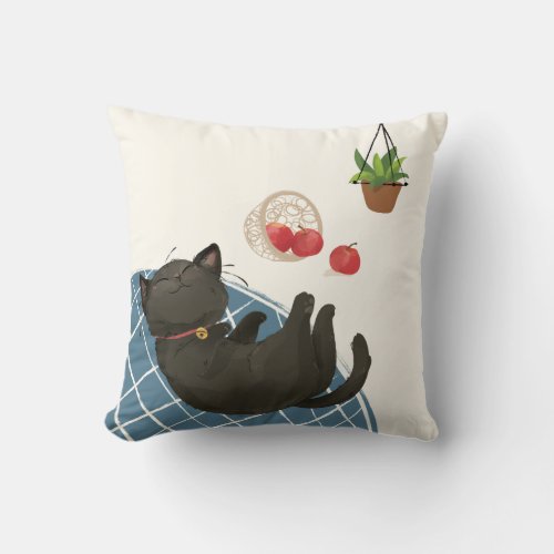 Custom A Cats Day _ Apple of my Eye Throw Pillow