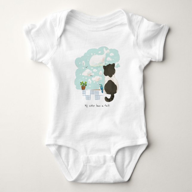 [Custom] A Cat's Day - My Sister/Brother has Tail Baby Bodysuit (Front)