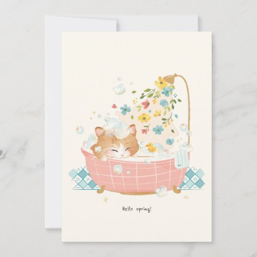 Custom A Cats Day _ Spring Flower Bubble Bath Thank You Card