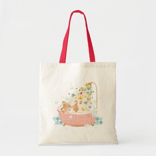 Custom A Cats Day _ Spring Flower Bubble Bath Tote Bag