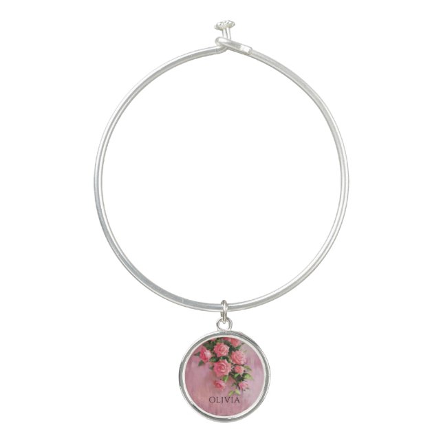 Custom A Dream in Shades of Pink Bangle Bracelet (Front)