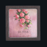 Custom A Dream in Shades of Pink Gift Box<br><div class="desc">This appealing design,  a digital painting,  displays an antique representation of charming pink roses in a floral theme. It includes stylish,  customizable text where you can insert a name,  all set against a pastel pink backdrop.</div>