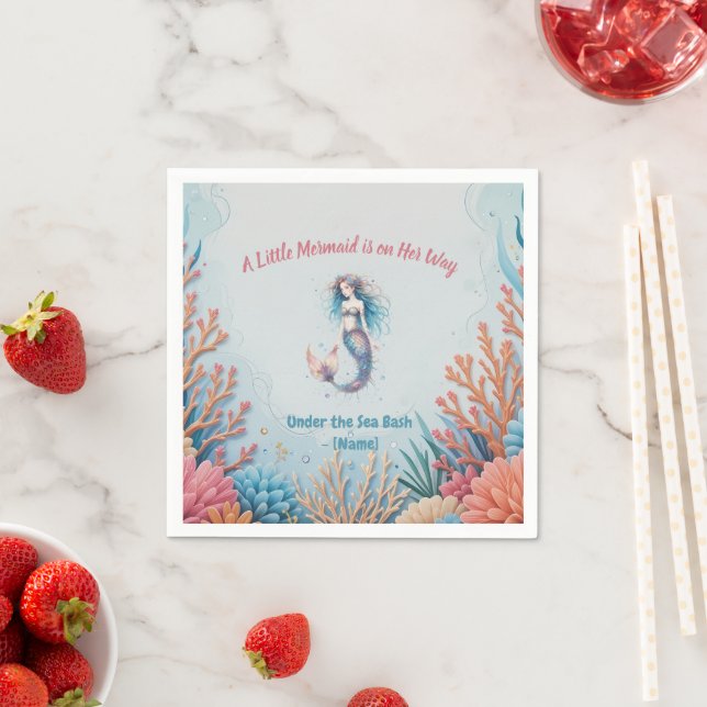 Custom A Little Mermaid is on Her Way UnderSea Napkins (Insitu)