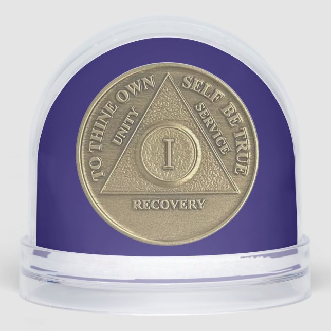 CUSTOM A Miracle Happened and 1 Year Sober AA Coin Snow Globe (Front)