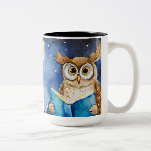 Custom AA Prayer Sober Owl Big Book Two-Tone Coffee Mug