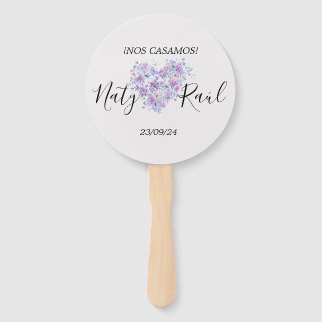 Custom Abanico in Lilas Tones Hand Fan (Front)