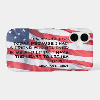 Custom Abraham Lincoln Quote Over Flag Background iPhone 17 Case