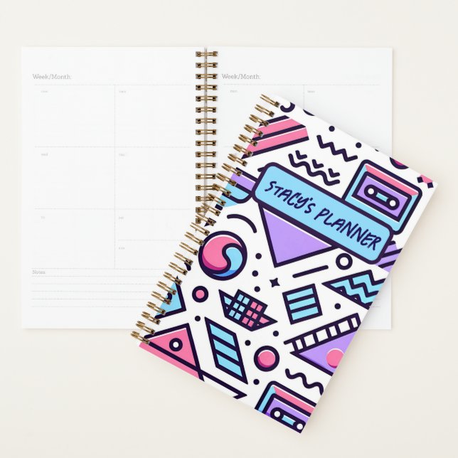 Custom Abstract 90's Aesthetic Casette Squiggles Planner (Display)