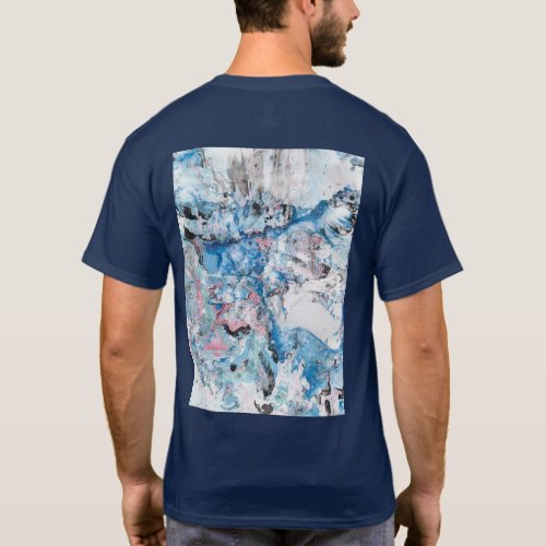 Custom Abstract Art Navy Blue Colour Template T_Shirt
