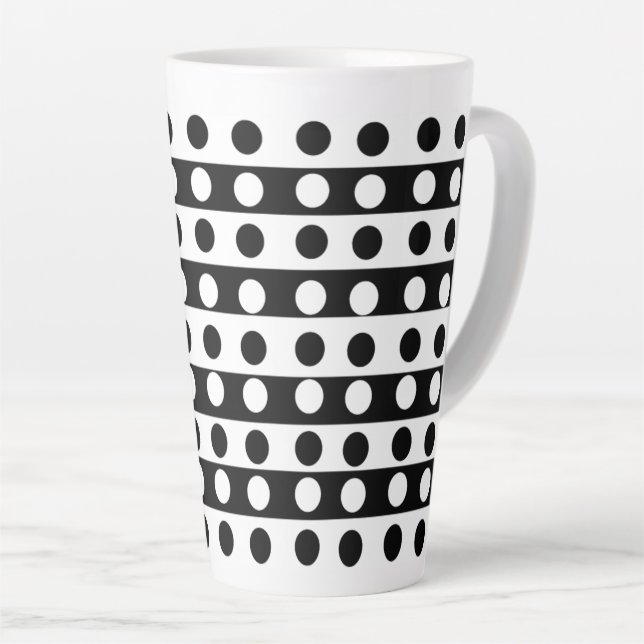 Custom Abstract Black and White Artistic Latte Mug (Right Angle)