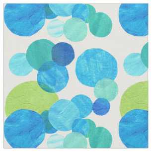 Custom Abstract Blue Green White Circles Fabric