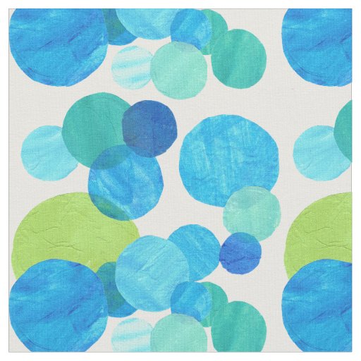 Custom Abstract Blue Green White Circles Fabric