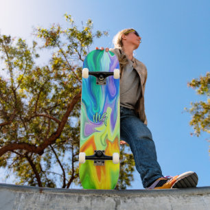 Custom Abstract Burning Waves Skateboard