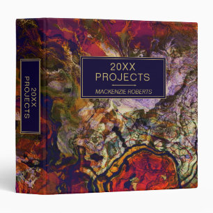 Custom Abstract Evening Red Cream & Midnight Swirl 3 Ring Binder