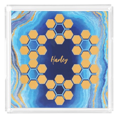 Custom abstract geometric colorful acrylic tray