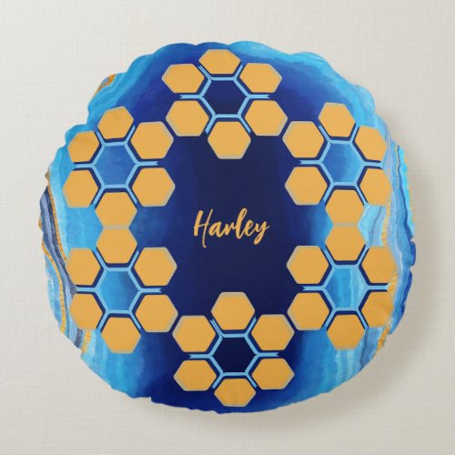 Custom abstract geometric colorful round pillow