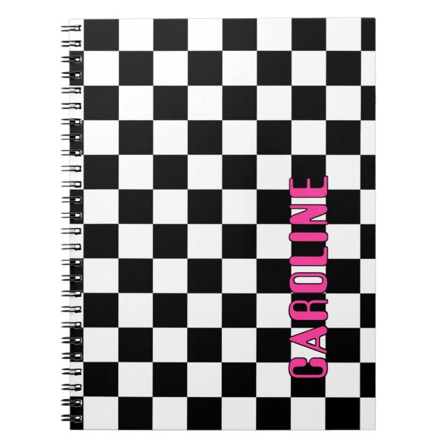 Custom Abstract Hip Geometric Check Mosaic Art Notebook (Front)