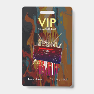 Custom Abstract Paint Pour VIP Pass For Creative Badge