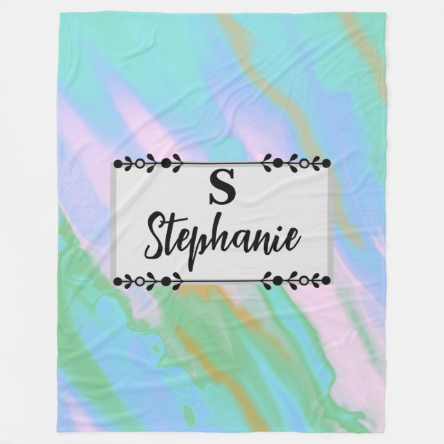 Custom Abstract Pastel Color Fluid Fleece Blanket (Front)