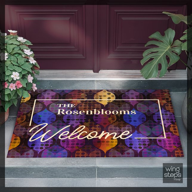 Custom Abstract Pattern Dot Wavy Purple Blue Gold  Doormat (Creator Uploaded)