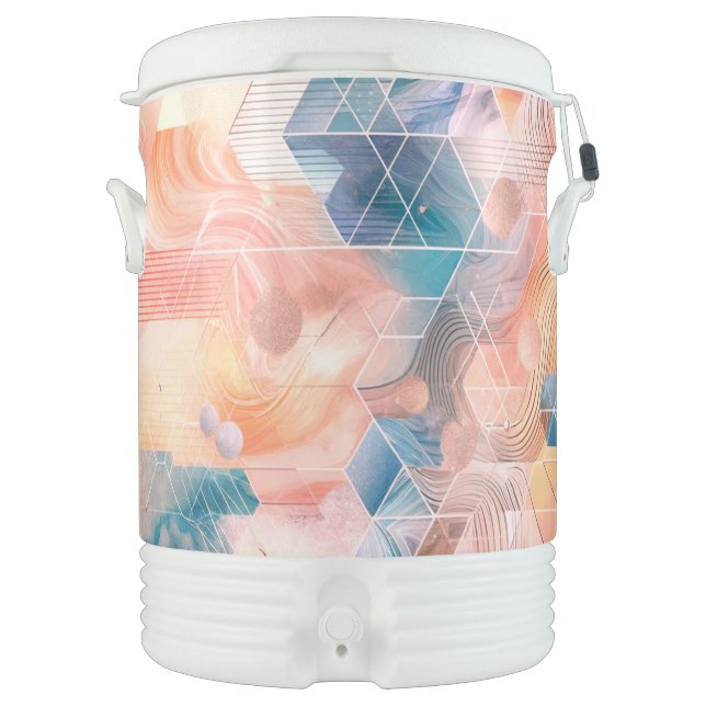 Custom Abstract Peach & Teal Cooler (Front)