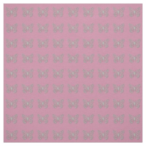 Custom Abstract Silver Gray Butterfly Pink Magenta Fabric