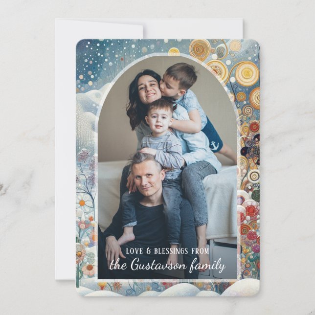 Custom Abstract Snowflakes Floral Holiday Wreath (Front)