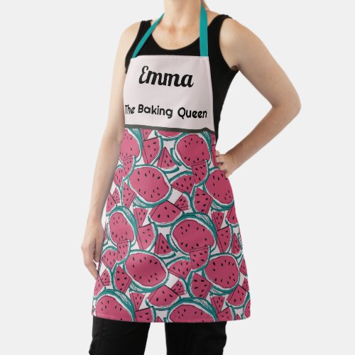 Custom abstract summer fruit pink apron
