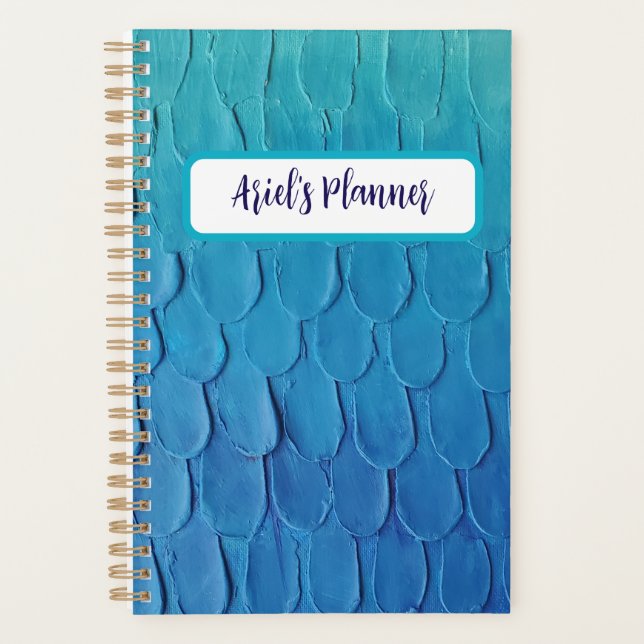 Custom Abstract Underwater Blue Ombre Mermaid Planner (Front)