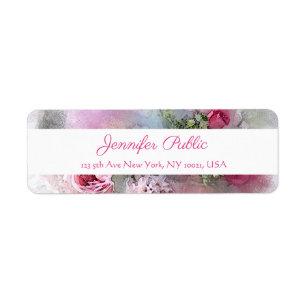 Custom Abstract Watercolor Flowers Script Elegant Label