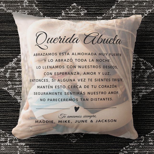 Custom Abuela Message Photo Modern Mother's Day Throw Pillow (Creator Uploaded)