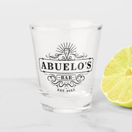 Custom Abuelos Bar Year Established Shot Glass