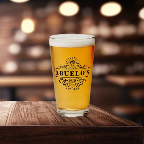 Custom Abuelos Pub Year Established Glass